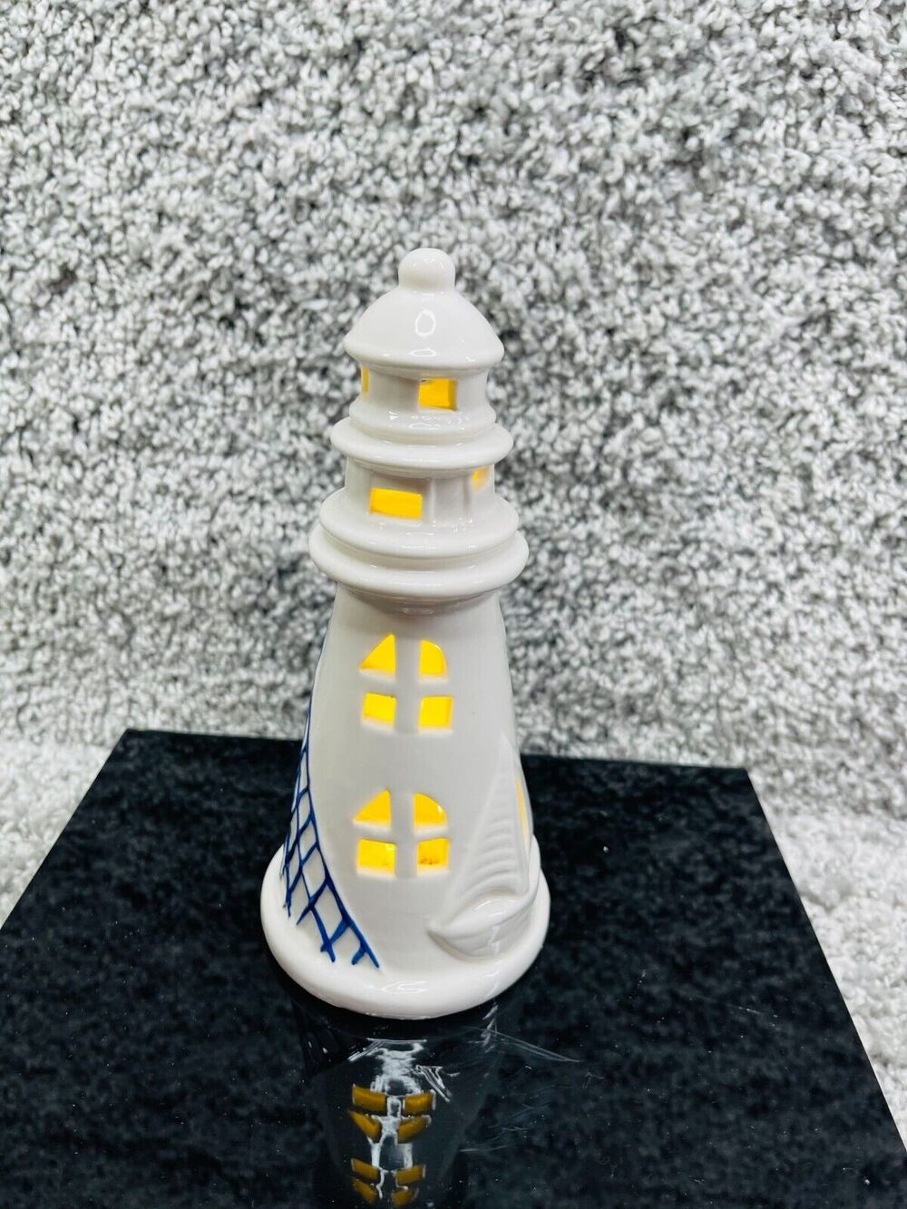 Ceramic Porcelain Lighthouse Light Up White Figurine Nautical Home Decoration